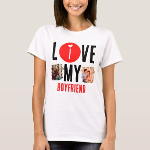 T-shirt Personnalisé Unique 2 photo Collage I Love My Boyf