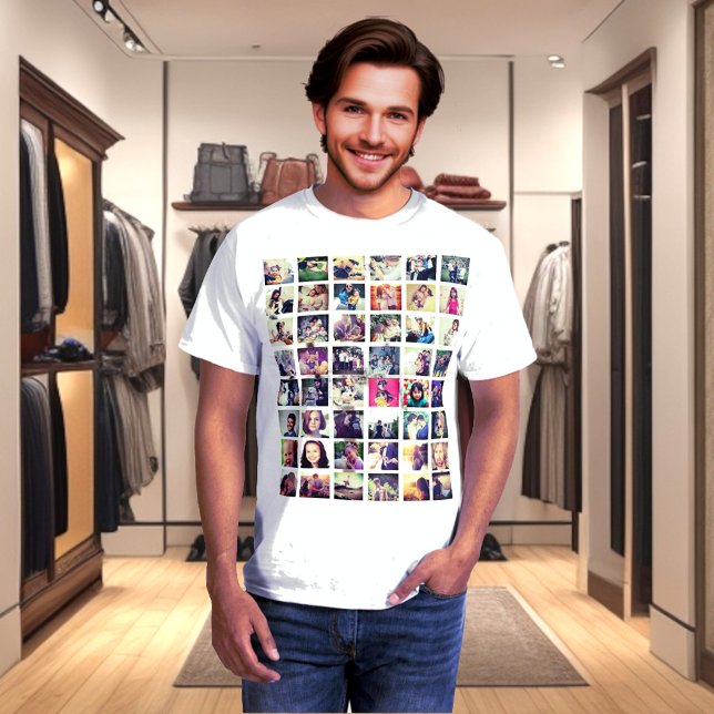 T-shirt Personnalisé votre photo ici (Custom photo collage tee, personalized photo grid t-shirt)