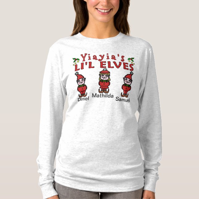 T-shirt Personnalisé Yiayia Petits-Enfants Elfes 2 Garçons (Devant)