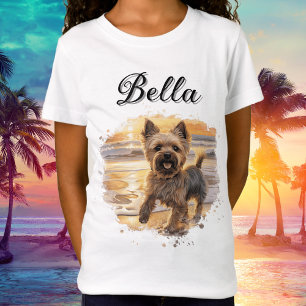 T-Shirt Personnalisé Yorkie Sunset Cute Beach Amoureux des