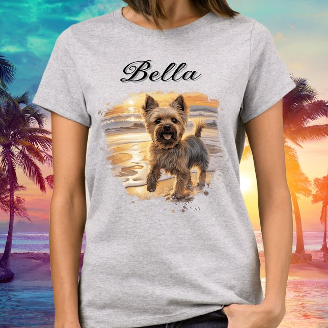 T-shirt Personnalisé Yorkie Sunset Cute Beach Amoureux des (Personalized Yorkie Sunset Cute Beach Dog Lover T-Shirt)