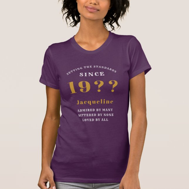 T-shirt Personnalisée 90e anniversaire Purple Gold pour el (Devant)