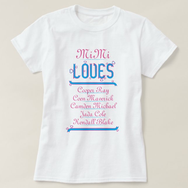 T-shirt PERSONNALISÉE MiMi AIME ses petits-enfants (Design devant)