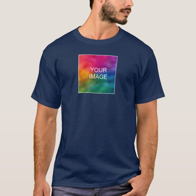 T-shirt Personnaliser Bleu de marine à double face Ajouter (Devant)