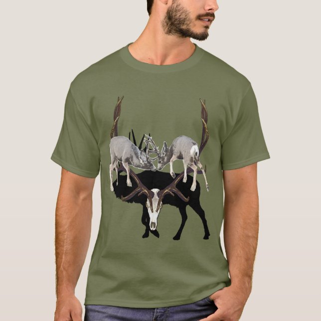 T-shirt Personnaliser de combat de cerfs communs de mule (Devant)