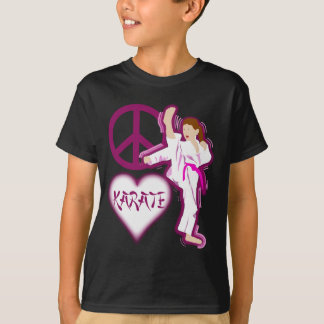 T-shirt Personnaliser de fille de karaté d'amour de paix