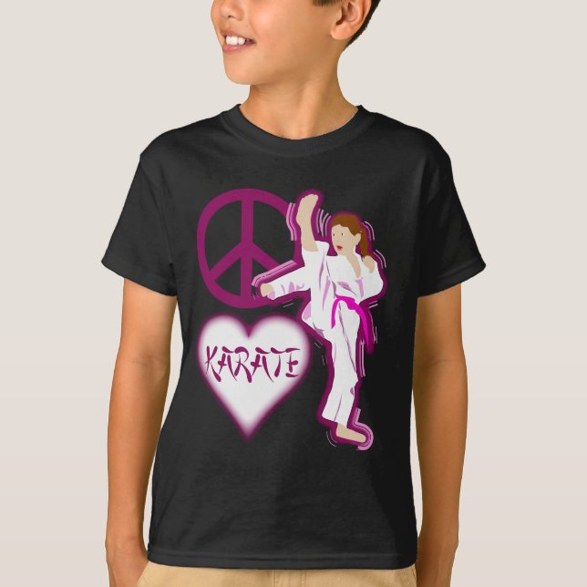 T-shirt Personnaliser de fille de karaté d'amour de paix (Devant)