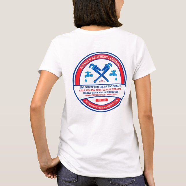 T-shirt Personnaliser Entrepreneur en plomberie Entreprise (Dos)