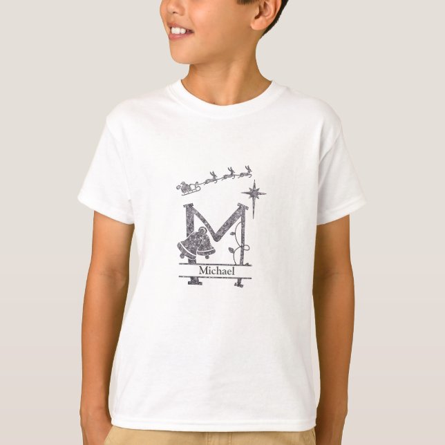 T-shirt Personnaliser Funny M Alphabet de Noël (Devant)