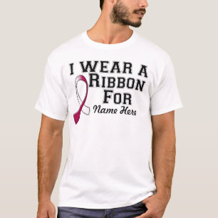 T-shirt Personnaliser je porte un ruban bordeaux et blanc