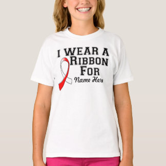 T-shirt Personnaliser je porte un ruban rouge et blanc