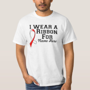 T-shirt Personnaliser je porte un ruban rouge et blanc