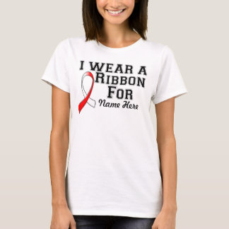 T-shirt Personnaliser je porte un ruban rouge et blanc