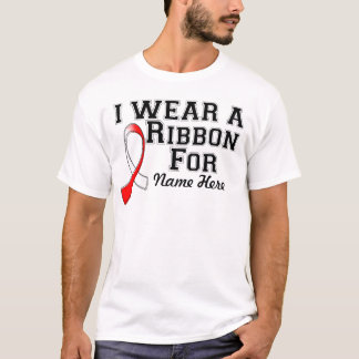 T-shirt Personnaliser je porte un ruban rouge et blanc