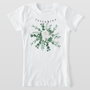 T-Shirt Personnaliser le bouquet de rose blanche Feuilles