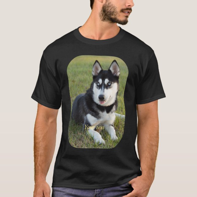 T-shirt Personnaliser le joyeux chiot sibérien Husky (Devant)