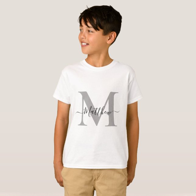 T-shirt Personnaliser Monogram Nom initial Unisex Kids (Devant entier)