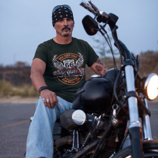 T-shirt Personnaliser Moto Vintage Route 66 Ailes Design