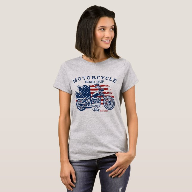 T-shirt Personnaliser Motorcycle Route 66 États-Unis Drape (Devant entier)