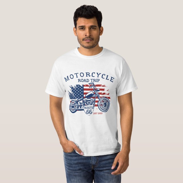 T-shirt Personnaliser Motorcycle Route 66 États-Unis Drape (Devant entier)