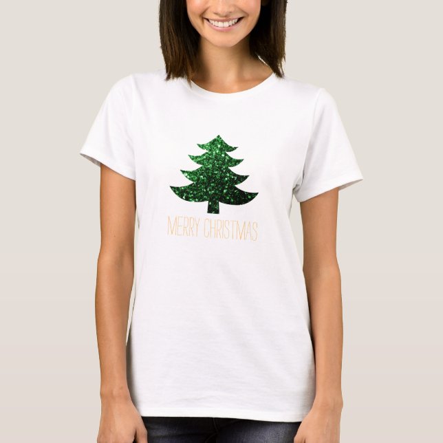 T-shirt Personnaliser Sparkly sapin vert étincelant (Devant)