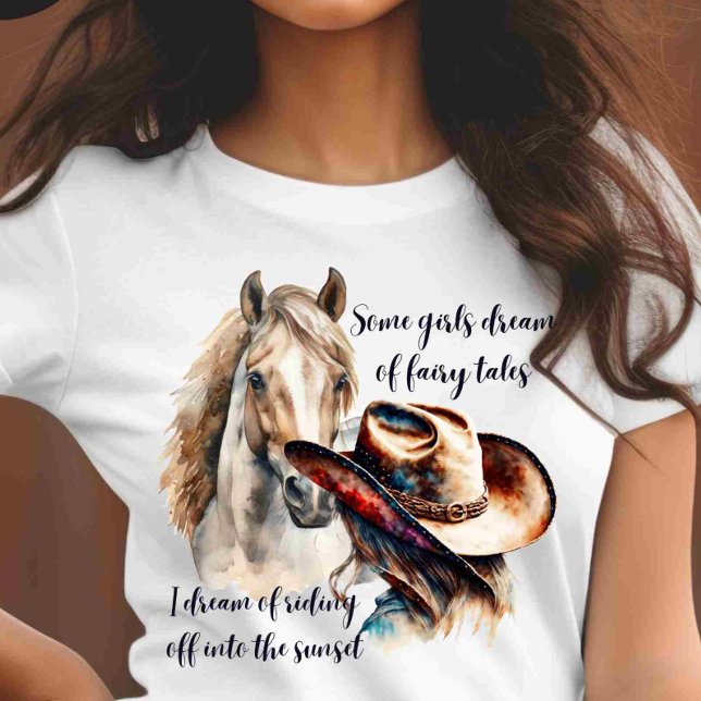 T-shirt Personnaliser sur la cow-girl du Cheval Dorsal (Créateur téléchargé)