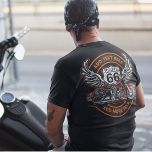 T-shirt Personnaliser Vintage Moto Route 66 Ailes d'ange