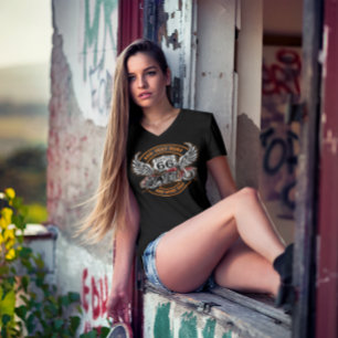 T-shirt Personnaliser Vintage Moto Route 66 Ailes Femmes