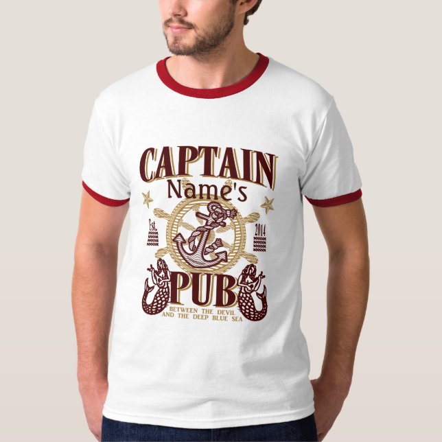 T-shirt Personnalisez Captain Name's Pub Great Gift Idea! (Devant)