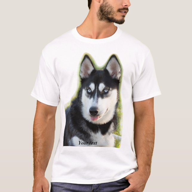T-shirt Personnalisez Joyeux chiot sibérien Husky (Devant)