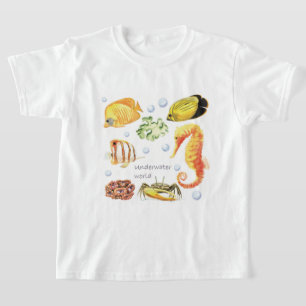 T-shirt Personnalisez l'hippocampe de crabe d'algues sous-