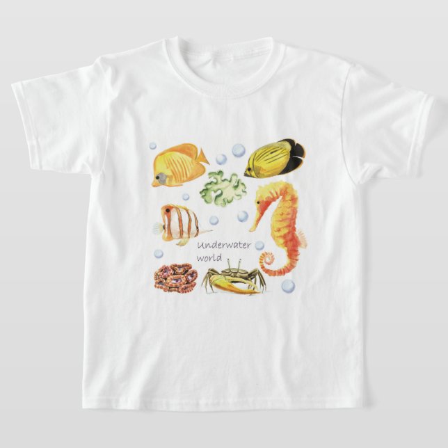 T-shirt Personnalisez l'hippocampe de crabe d'algues sous- (Poser)