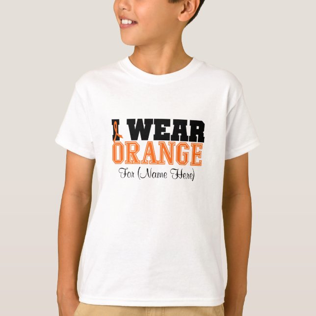 T-shirt Personnalisez-moi portent la leucémie orange de (Devant)