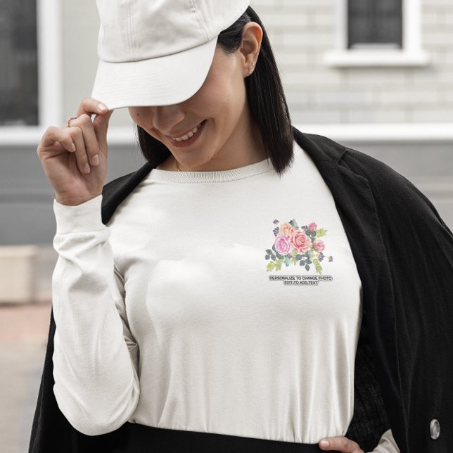 T-shirt Personnalisez Personnaliser Photo Artwork Femme Lg (Custom Personalize Photo Artwork Women's Lg Sleeve T-Shirt)