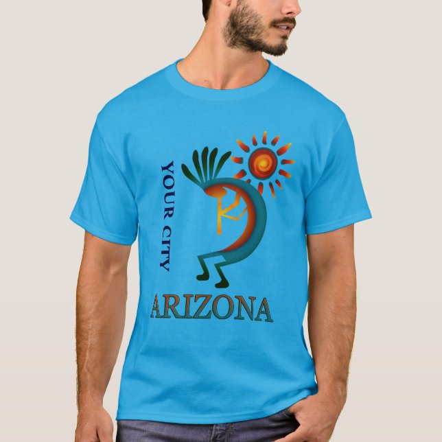 T-shirt Personnalisez votre ville Arizona Kokopelli avec S (Devant)