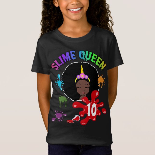 T-Shirt Personnalité de Slime Queen Afro American Birthday (Devant)