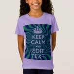 T-Shirt Personnalized Keep Calm Blue and Green with a Twis<br><div class="desc">Le personnel de l'établissement offre {1}un service d'organisation de mariages{/1} et {2}un service de traiteur{/2}. Un style personnalisé Keep Calm en disant sur un cadeau de nature. Essayez humour ou fantaisie sur vos mots créatifs sur deux lignes de texte modifiables. N'oubliez pas d'utiliser les lettres CAPITAL pour obtenir les meilleurs...</div>
