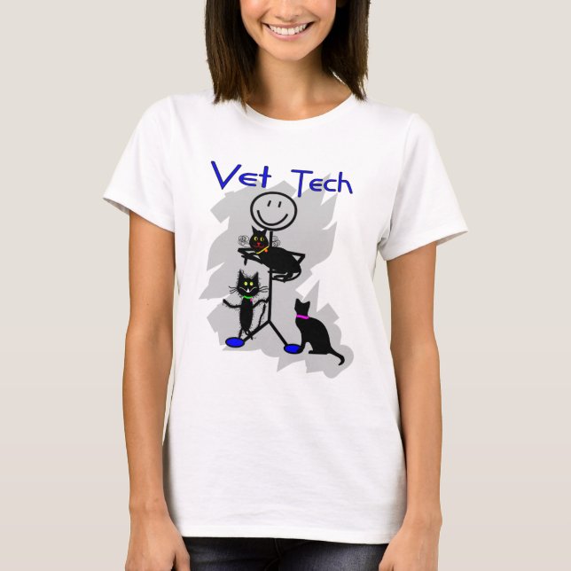 T-shirt Personne de bâton de technologie de vétérinaire (Devant)