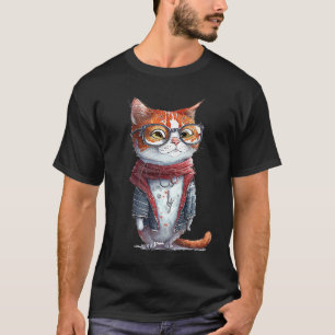 T-shirt Personne de chat ennuyée chat mignon portant des l