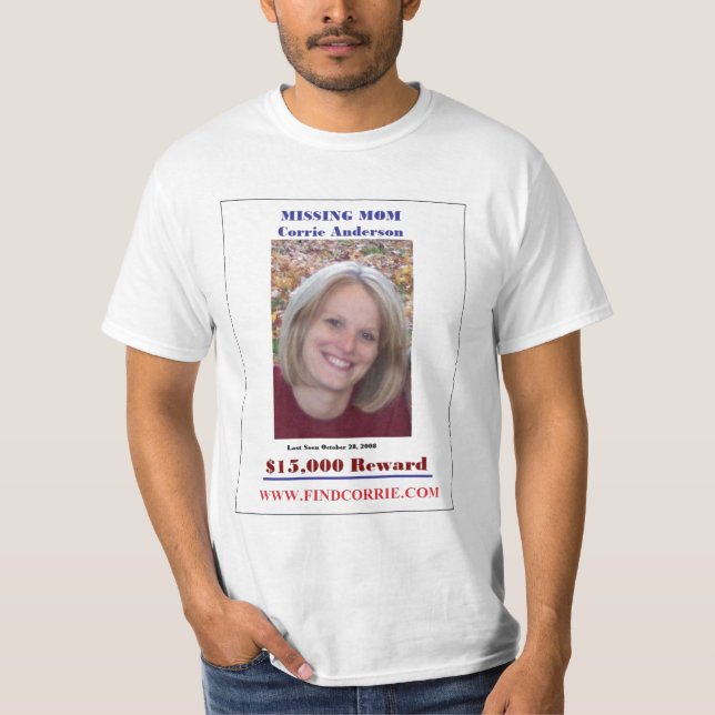 T-shirt Personne disparue Corrie Anderson (Devant)