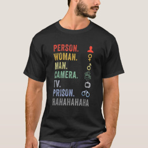 T-shirt Personne Femme Homme Caméra Tv Prison Hahaha Retro