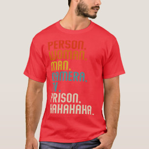 T-shirt Personne Femme Homme Caméra Tv Prison Hahahaha Ret
