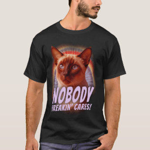 T-shirt Personne Freakin Cares Chat Funny Retro Amoureux d