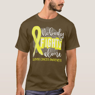 T-shirt Personne ne combat seul le Ruban d'or Cancer de l'