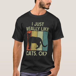 T-shirt Personne qui aime les chats Rétro J'aime vraiment