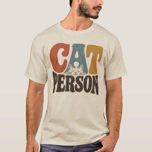 T-shirt Personne Rétro Chat Typographie Amateur de Chat