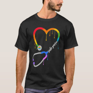 T-shirt Personne sûre Stethoscope du cœur Infirmière Cna M