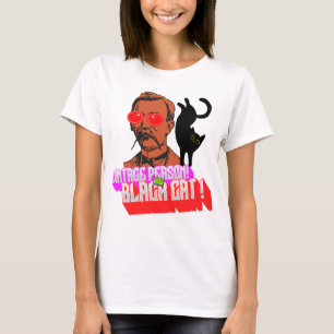 T-shirt personne vintage et chat noir
