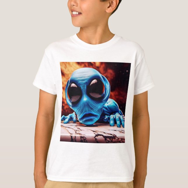 T-shirt Personnel a-57, Étrange Alien Bleu (Devant)