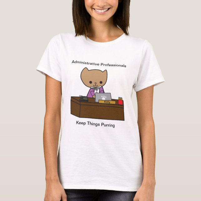 T-shirt Personnel administratif Cute Cat Personnaliser (Devant)